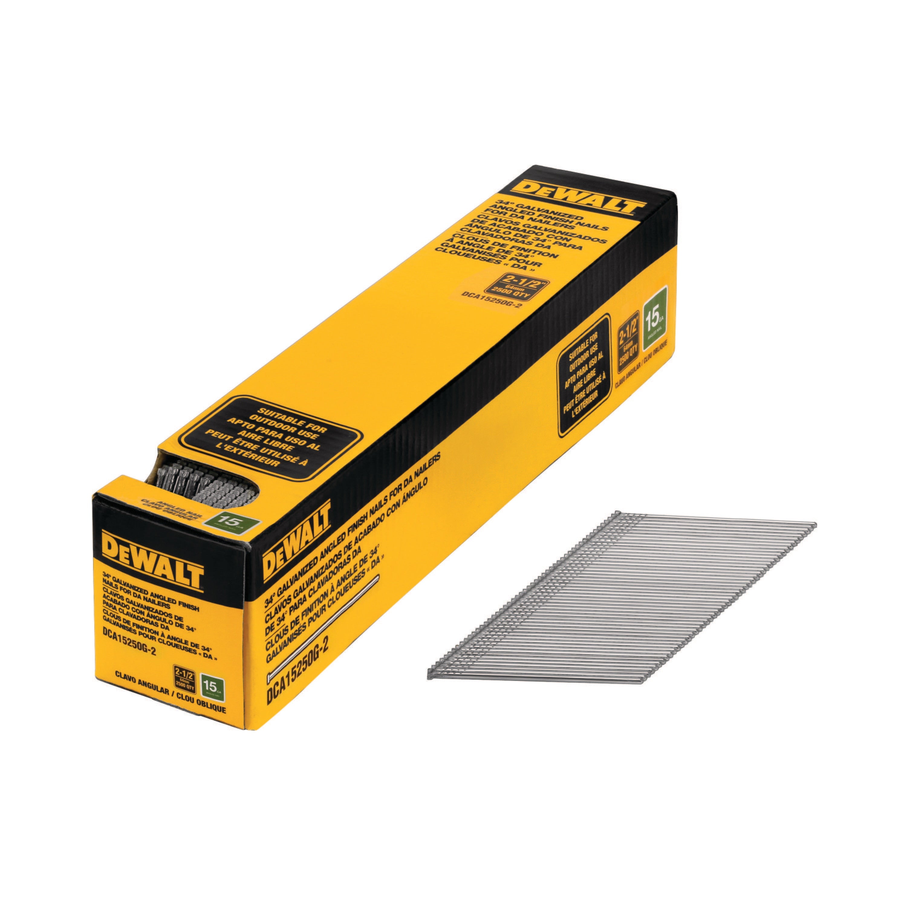 DeWalt DCA15250-2 15GA 2-1/2" Angled Finish Nail